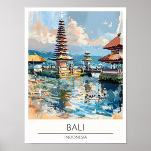 Bali Indonesia Art Illustration Travel Poster