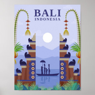 Bali Indonesia Art Travel Illustration Poster