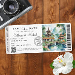 Bali Indonesia Boarding Pass Destination Save The Date<br><div class="desc">Announce your celebration in a memorable way with this travel-inspired save the date designed for a bali indonesia destination wedding. Styled like a boarding pass, this unique design instantly sets the tone for a celebration abroad while giving guests an exciting preview of the journey ahead. The beautiful watercolor artwork featuring...</div>