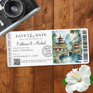 Bali Indonesia Boarding Pass Destination Save The Date