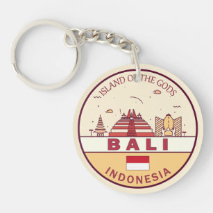 Bali Indonesia City Skyline Emblem Key Ring
