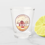 Bali Indonesia City Skyline Emblem Shot Glass<br><div class="desc">Bali minimalist,  colourful art design featuring monuments and landmarks of the city in Indonesia.</div>