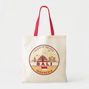 Bali Indonesia City Skyline Emblem Tote Bag