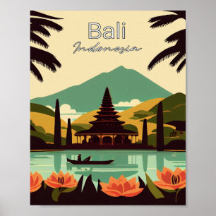 Bali Indonesia Minimalist Vintage Art Poster