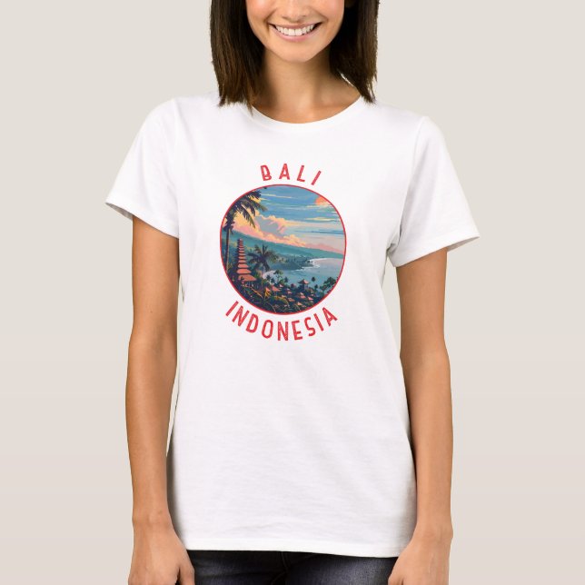 Bali Indonesia Retro Distressed Circle T-Shirt (Front)