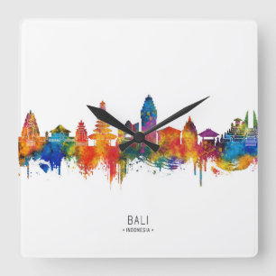 Bali Indonesia Skyline Square Wall Clock