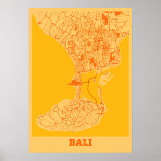 Bali - Indonesia Sunset City Map Poster