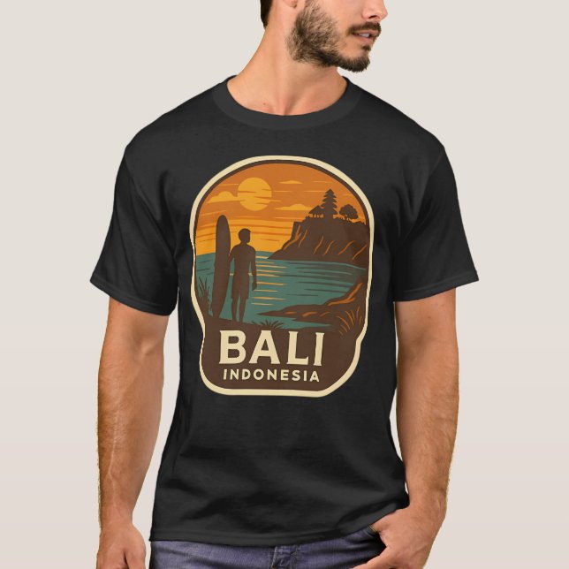 Bali Indonesia  Sunset Surf Reflection T-Shirt (Front)