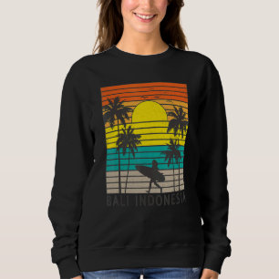 Bali Indonesia Surfer Surfing Girl Palm Tree Vacat Sweatshirt