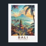 Bali Indonesia Temples Travel Art Vintage Postcard<br><div class="desc">Bali retro vector travel design. Bali is an island in Southeast Asia that's known for its beaches,  temples,  and culture. It's also home to marine life,  safari parks,  and art.</div>