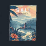 Bali Indonesia Travel Art Vintage Fleece Blanket<br><div class="desc">Bali retro vector travel design. Bali is an island in Southeast Asia that's known for its beaches,  temples,  and culture. It's also home to marine life,  safari parks,  and art.</div>