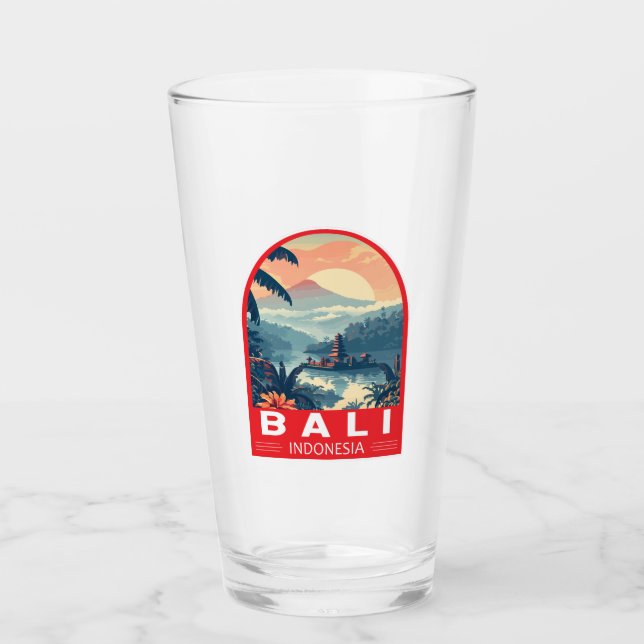 Bali Indonesia Travel Art Vintage Glass (Front)