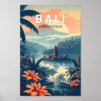 Bali Indonesia Travel Art Vintage