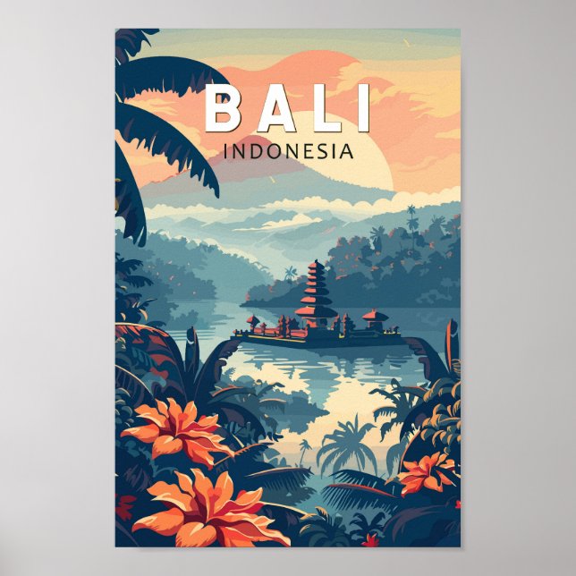 Bali Indonesia Travel Art Vintage Poster (Front)