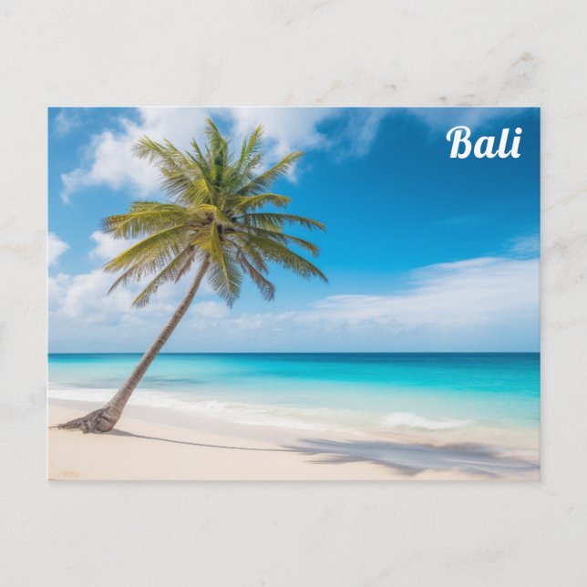 Bali Indonesia Tropical Beach Palm Tree Travel Postcard (Front)
