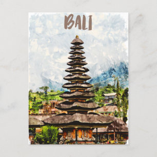 Bali Indonesia Ulun Danu Beratan Temple Postcard