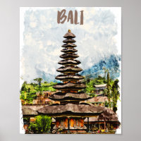 Bali Indonesia Ulun Danu Beratan Temple Poster