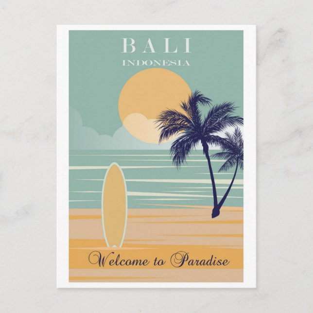 Bali Indonesia Vintage Beach Travel  Postcard (Front)