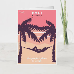 Bali Indonesia vintage poster Foil Greeting Card