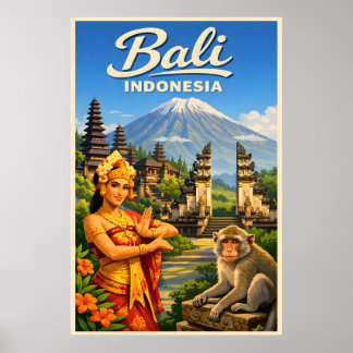 Bali Indonesia - Vintage Travel Poster