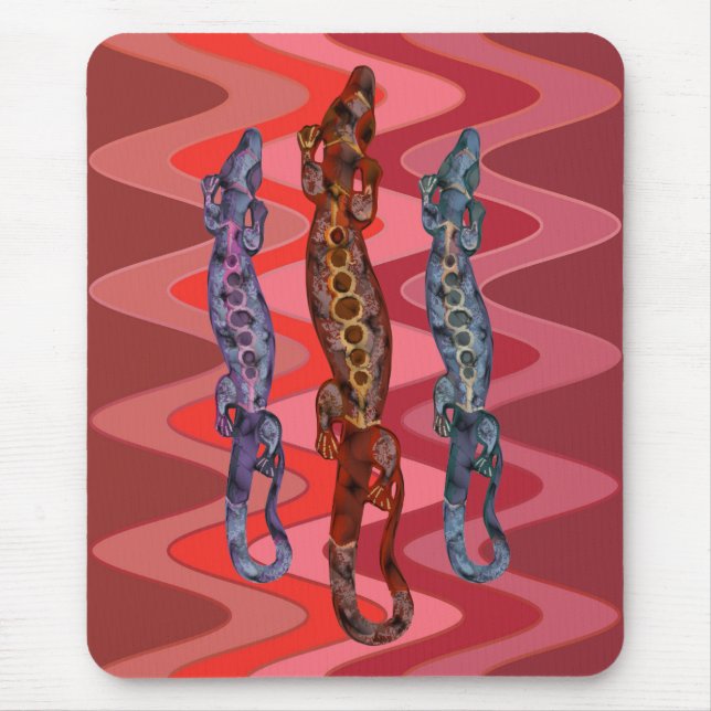 BALI lizard red violet blue | sinus red Mouse Pad (Front)
