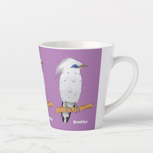 Bali Myna tropical exotic bird Latte Mug (Right)