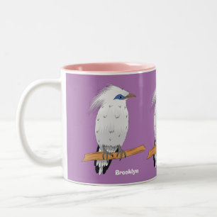 Bali Myna tropical exotic bird Two-Tone Coffee Mug