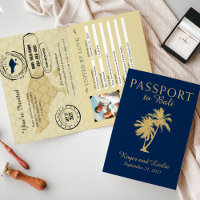 Bali Navy Blue and Gold Wedding Passport