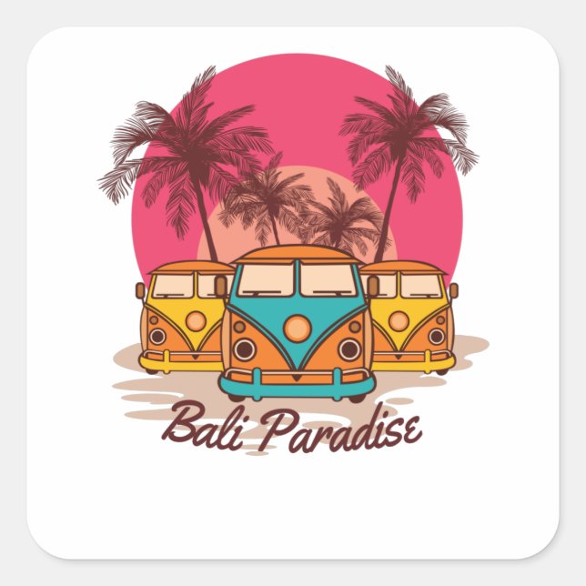 Bali Paradise Square Sticker (Front)