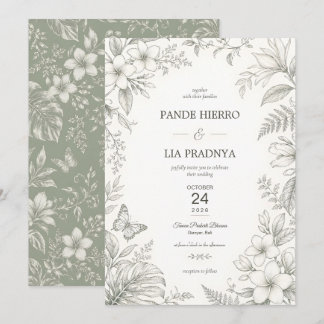 Bali Plumeria Tropical Wedding Invitation