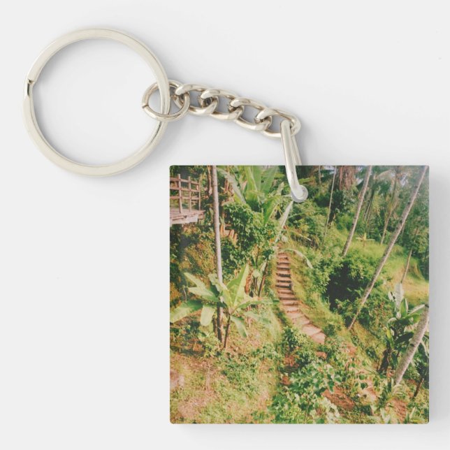 Bali rainforest Stairway  Key Ring (Front)