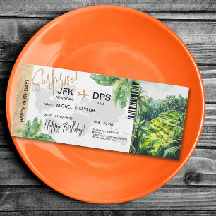 Bali Retreat Surprise Birthday Boarding Pass Invitation