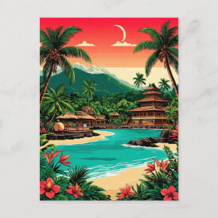 Bali Rice Terraces Sunset Tropical Island Escape Postcard