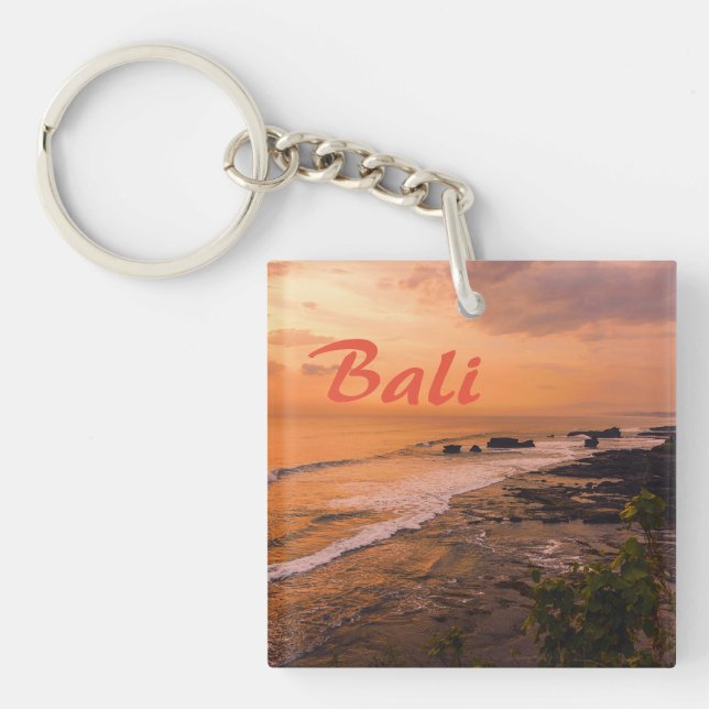 Bali Sea Wave Sunset Beach Shore Island Key Ring (Front)