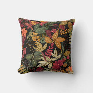 Bali style exotic plant leaves luxury deep colour cushion