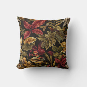 Bali style exotic plant leaves luxury deep colour cushion