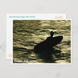 Bali Sunset Surfing – Art Postcard
