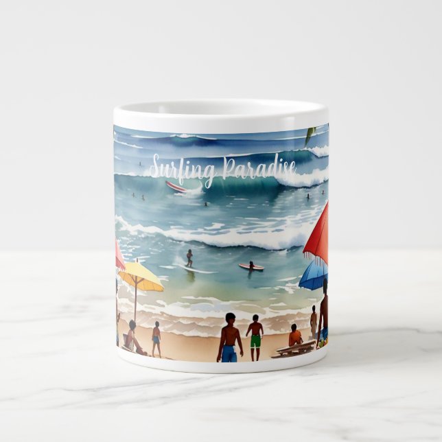Bali, Surfing Paradise Large Coffee Mug (Front)