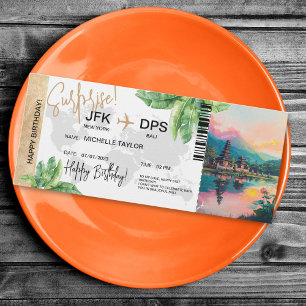 Bali Surprise Birthday Boarding Pass Ticket Invitation