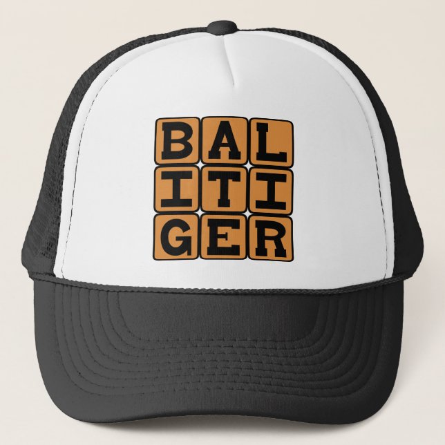Bali Tiger, Ferocious Cat Trucker Hat (Front)