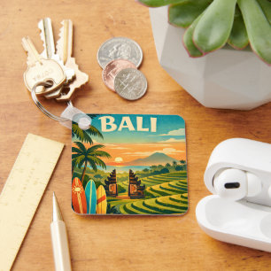 Bali Tropical Retro Travel Key Ring