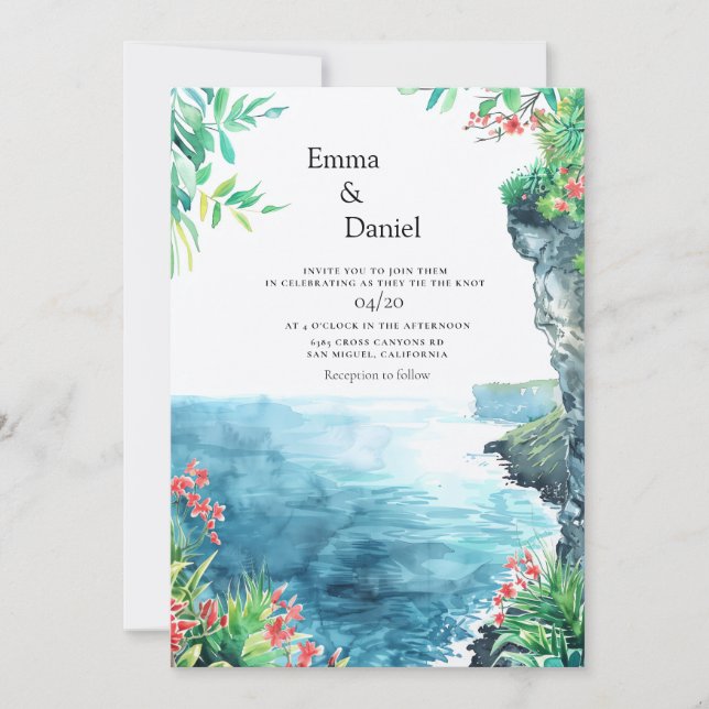 Bali Uluwatu Cliff Landscape Destination Wedding Invitation (Front)