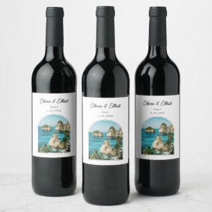 Bali Wedding Favour Personalised Wine Label