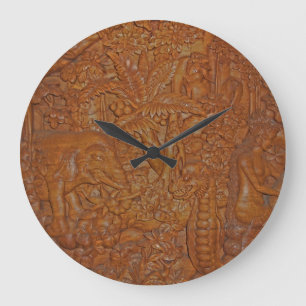 Bali Wood Carving Wall Clock