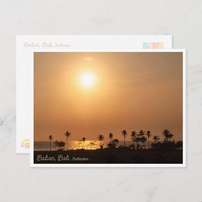Balian Palm Beach Sunset Postcard (Front/Back)