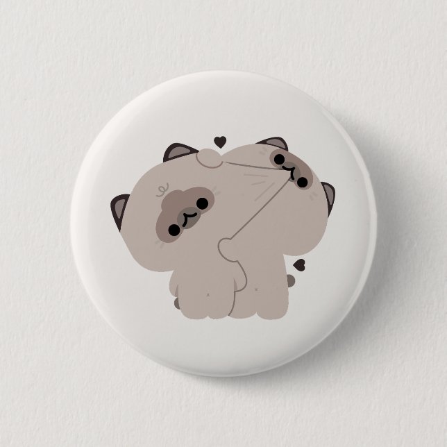 Balinese Cat Couple 6 Cm Round Badge (Front)