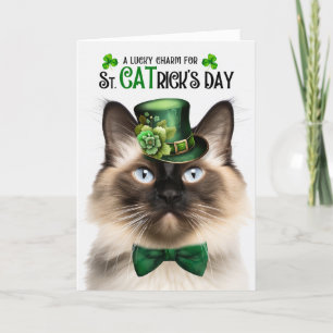 Balinese Cat Funny St. CATrick's Day Lucky Charm Holiday Card