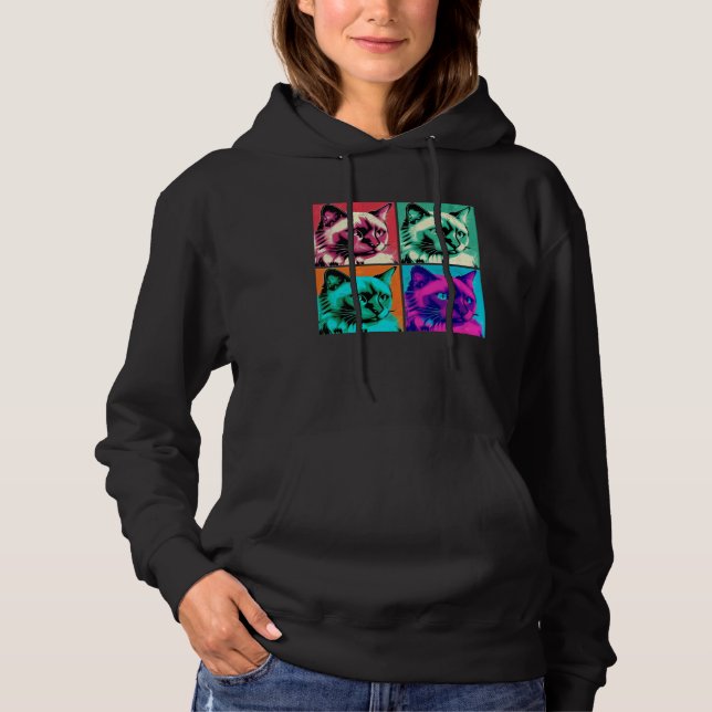 Balinese Cat Pop Illustration Colorful Animal  1 Hoodie (Front)