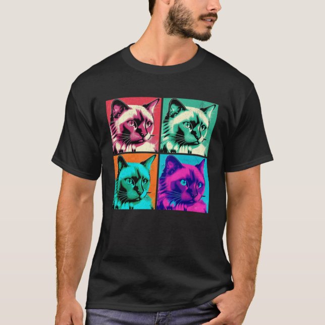 Balinese Cat Pop Illustration Colorful Animal  1 T-Shirt (Front)