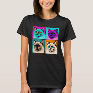 Balinese Cat Pop Illustration Colourful Animal  2 T-Shirt